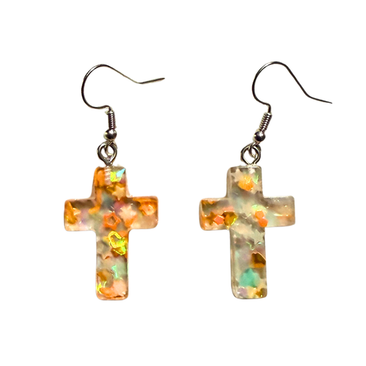 Orange Cross Glow-In-The-Dark Earrings