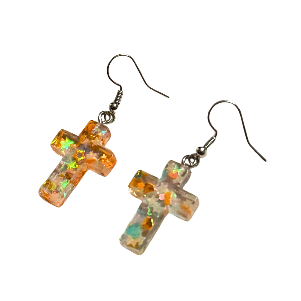 Orange Cross Glow-In-The-Dark Earrings