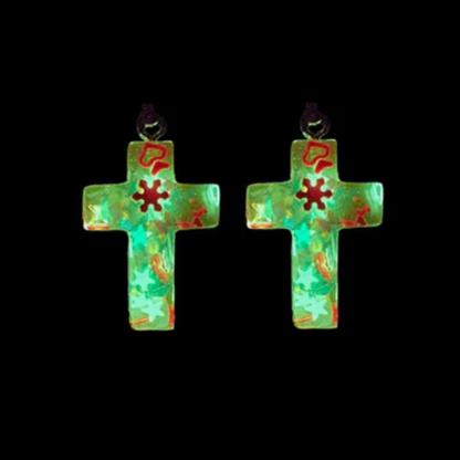 Orange Cross Glow-In-The-Dark Earrings
